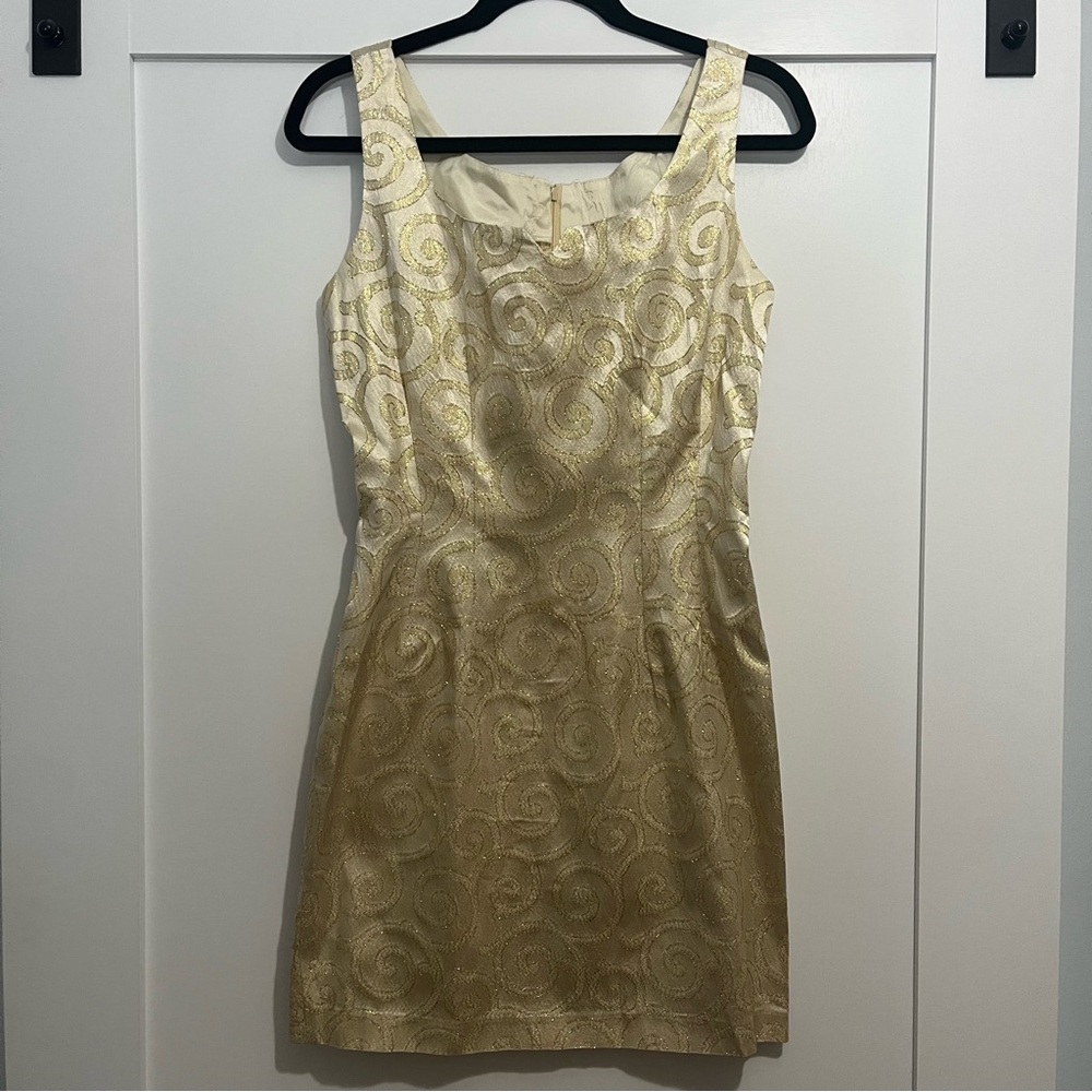 Arrested Jonathan Martin Gold Glitter Mini Sleeveless Womens Dress